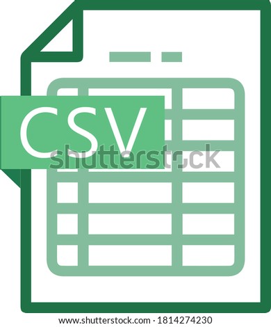 CSV CSV Icon Comma Separated Values Spread Sheet Spread Icon Flat Concept Illustration Excel Work Book Work Sheet Calculate Green Database Record Table Data 