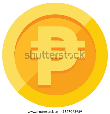 Peso Piso Barya Philippines Philippine Currency Coin Currency Series  Flat Concept Illustration Minimalist Icon Yellow