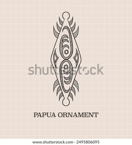 Papua culture  tradition. Papua traditional house. Papua Ornament. Isolated Papua vector hand drawn illustration.