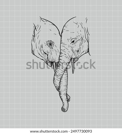 Hand drawing elephant. African Elephant. Baby Elephant. Elephant vector editable color