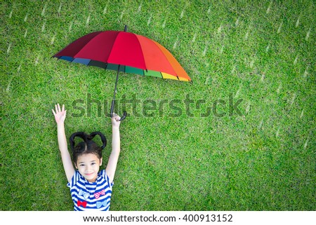 Similar – Foto Bild Kind mit grünem Regenschirm