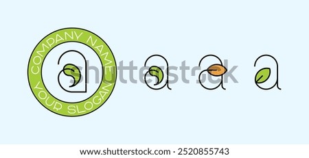 A set of minimalistic logo templates. Lowercase letter 