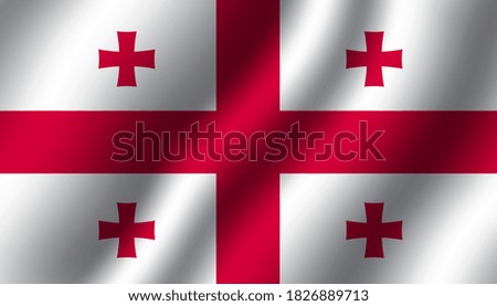 georgia national wavy flag vector illustration. textile fabric close up mode