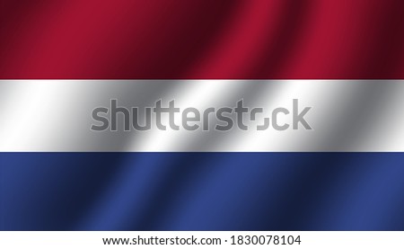 netherland national wavy flag vector illustration. textile fabric close up mode