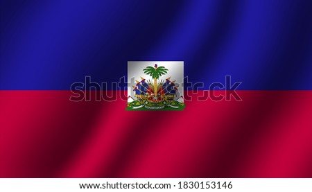haiti national wavy flag vector illustration. textile fabric close up mode
