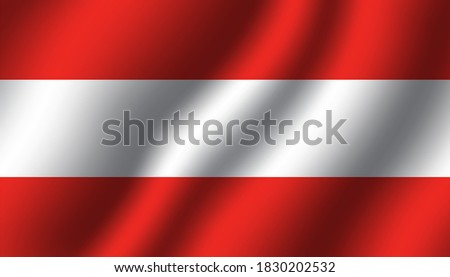 austria national wavy flag vector illustration. textile fabric close up mode