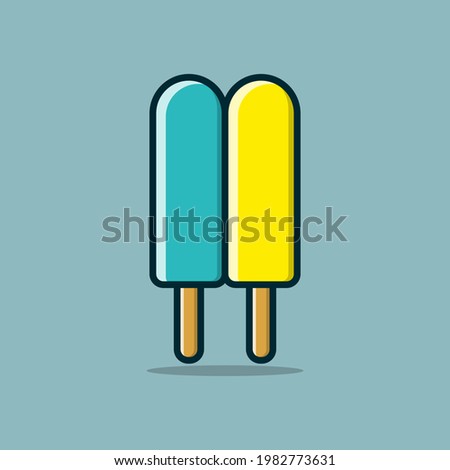 popsicle cartoon vector illustration, yummy summertime icecream 