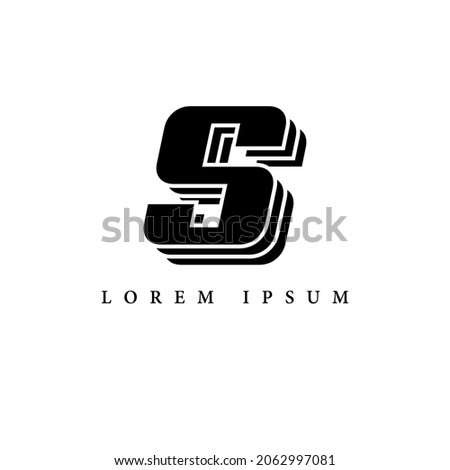 simple alphabet logo black and white concept with layer combination, for initial business identity letter S