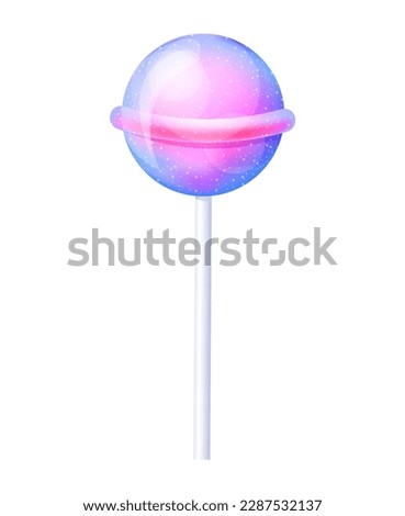 Pink purple lollipop, 3D cartoon style lollipop. One big candy on a white background.