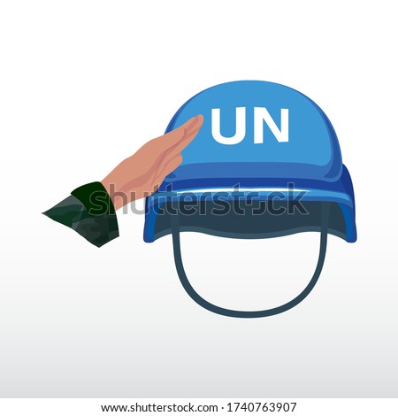 International Day of UN Peacekeepers, UN Peacekeepers, Army helmet and Salute concept, UN.