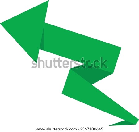 Illustration of green arrow folding paper vector on white background