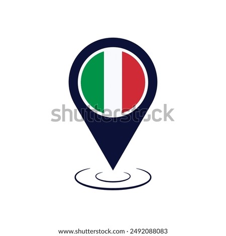 Illustration of website icon with Italy flag. Italy flag map pointer icon professionally designed on white background