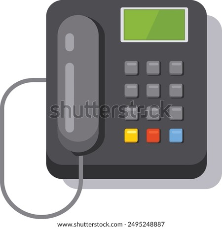 Professional illustration of a landline phone with digital display on a white background