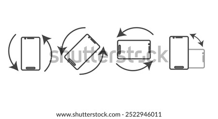 Professional mobile phone screen rotation icons illustration on white background