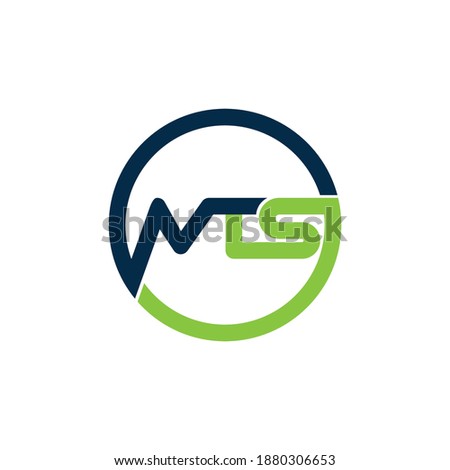 MTS, M T S unique monogram Circle , minimalist , simple logo design with blue and Green. Design Icon Vector Template Illustration