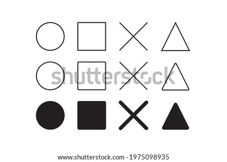 Vector Icon Symbol of Game Console.  Circle, Square, X and Triangle. Fill and Line Icon Design. Design Vector Icon Template Element