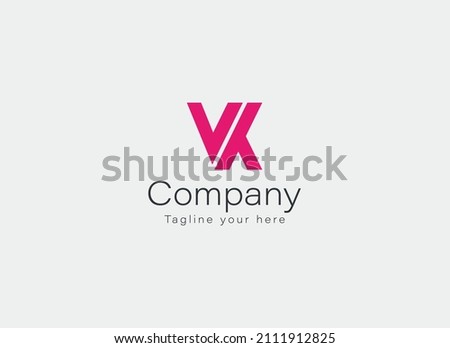Abstract Initial Letter WK VK Logo. Pink Letter VK WK isolated on White Background. Suitable for Business, Branding, Identity and Technology Logos. Flat Vector Logo Design Template Element.