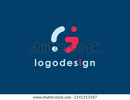 Abstract initial Letter G Logo. Geometric Rounded Shape People Icon on Dark Background. Usable for Technology, Business, Identity and Branding Logos. Flat Design Vector Template Element.