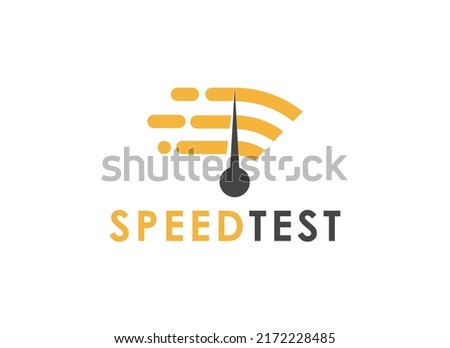 Speed Test Logo. Geometric Shape Wi-fi internet Connection with Speed or Fast Symbol. Suitable for Technology, Business and Branding Logos. Flat Vector Design Template Element