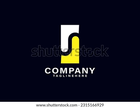 Abstract Initial Letter S Logo. White and Yellow Geometric Shape Square with Letter S Isolated on Black Background. Suitable For Business and Branding Logos. Flat Design Vector Template Elements Foto stock © 