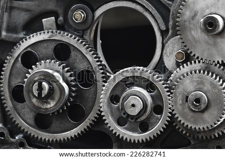 Large gears in the engine.