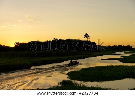 the last rays of sun, marshes Kaw in French Guyana