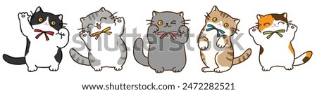 Vector Illustration of Cute Cartoon Cat Characters on Isolated Background