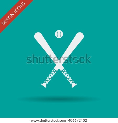 Vector crossed baseball bats and ball set.