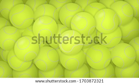 Vector illustration background yellow tennis balls set. Different rotation sport equipment pattern. Wimbledon, Roland Garros, Australian Open, US open