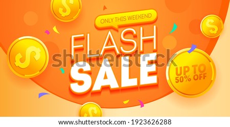 Flash sale discount banner template promotion. Special offer flash sale 50% off. Vector shopping poster
