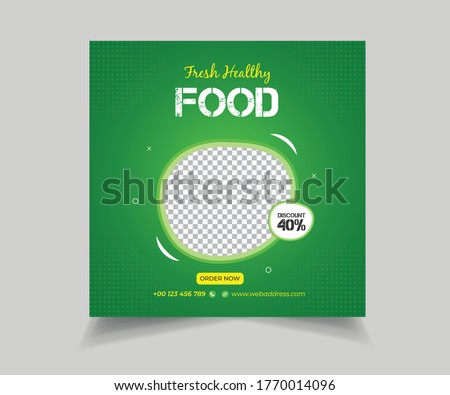 Editable Food and Restaurant Social Media Post Template Design. Social media banner for food business. Food social media template. Vegetable, Junk Food