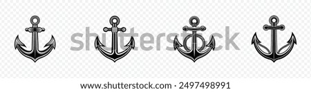 Anchor icon set. Anchor symbol logo. Anchor marine icon. Anchors icon template. Anchor vector icon, Anchors icons set. Logo for boat