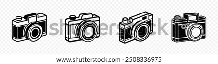 Camera icon set, Camera icon set. photo camera icon. cameras photography icons. Camera icon set. Outline and glyph photo image collection.