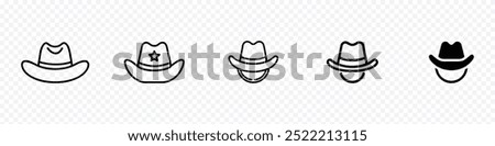 Cowboy hat logo icon, cowboy hat icon, cowboy cap icon, Western cowboy cap icon outline vector in black color. Western Style, Cowboys hat