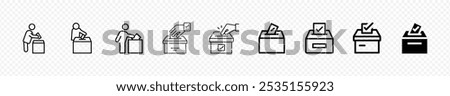 Vote icon. voting sign, Hand voting ballot box icon, Election Vote concept, voting hand icons, voting booth icons, vote icon