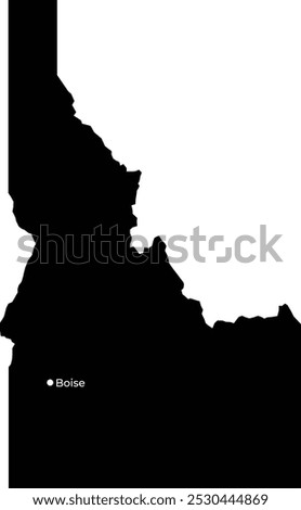 Idaho map silhouette with Boise Capital mention vector Illustration	