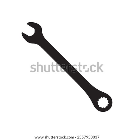 Reverse Ratcheting Spline Wrench Silhouette Vector Illustration