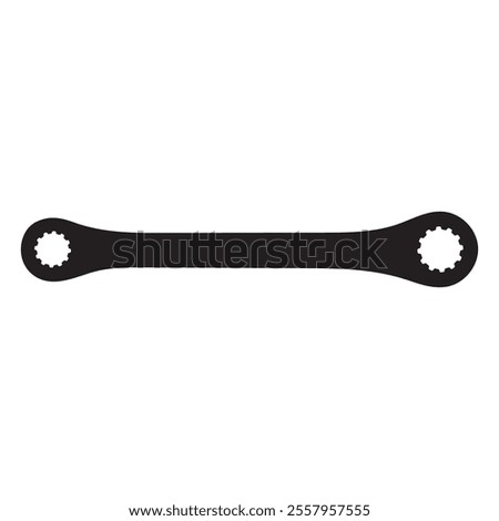 Double Box Ratcheting Spline Wrench Silhouette Vector Illustration