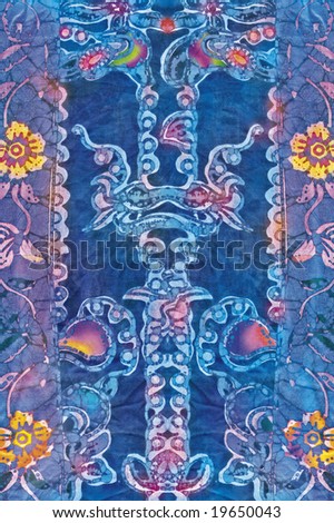 Royal Blue Batik Sarong With Yellow Flowers