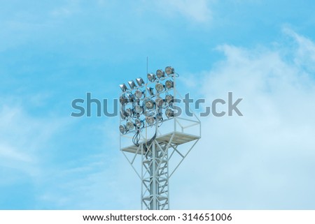 Multiple sport light with sky background