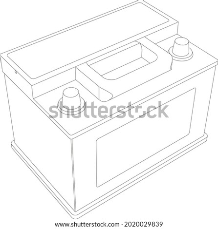 Vector car battery line illustration on white background