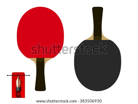 Vector table tennis racket or racquet. red and black. flat style