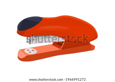 Stapler isolated on white background. Red office stapler for stapling paper. Stationery device icon for web and applications. Stapling equipment for work or education. Stock vector illustration Foto stock © 