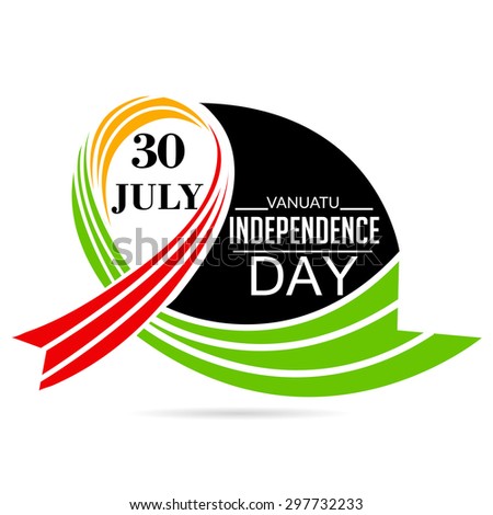 Vector illustration of a ribbon  in colors of flag of The Vanuatu and an inscription of Vanuatu Happy Independence Day.