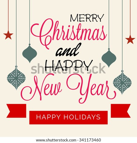 Vector Illustration Of Christmas Greeting Card. - 341173460 : Shutterstock