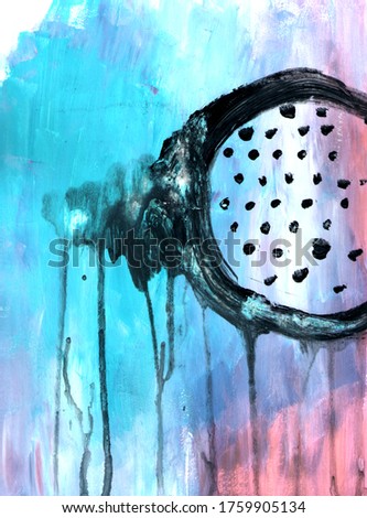 HAnd drawn watercolor turquoise abstract with circle  Stock fotó © 