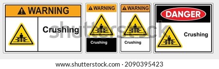 Crushing sign.Human figure between two hatched bars. warning caution board. Safety sign Vector Illustration. OSHA and ANSI standard sign. eps10