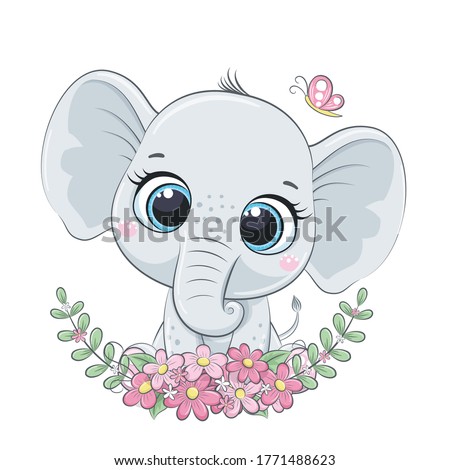 Similar – Image, Stock Photo Elephant eye with painted flowers