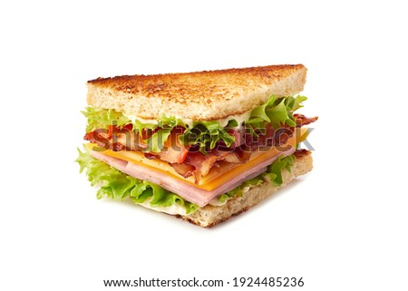 Club sandwich slice on white