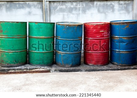 Oil Drums -- they are old and rusty and in various colors